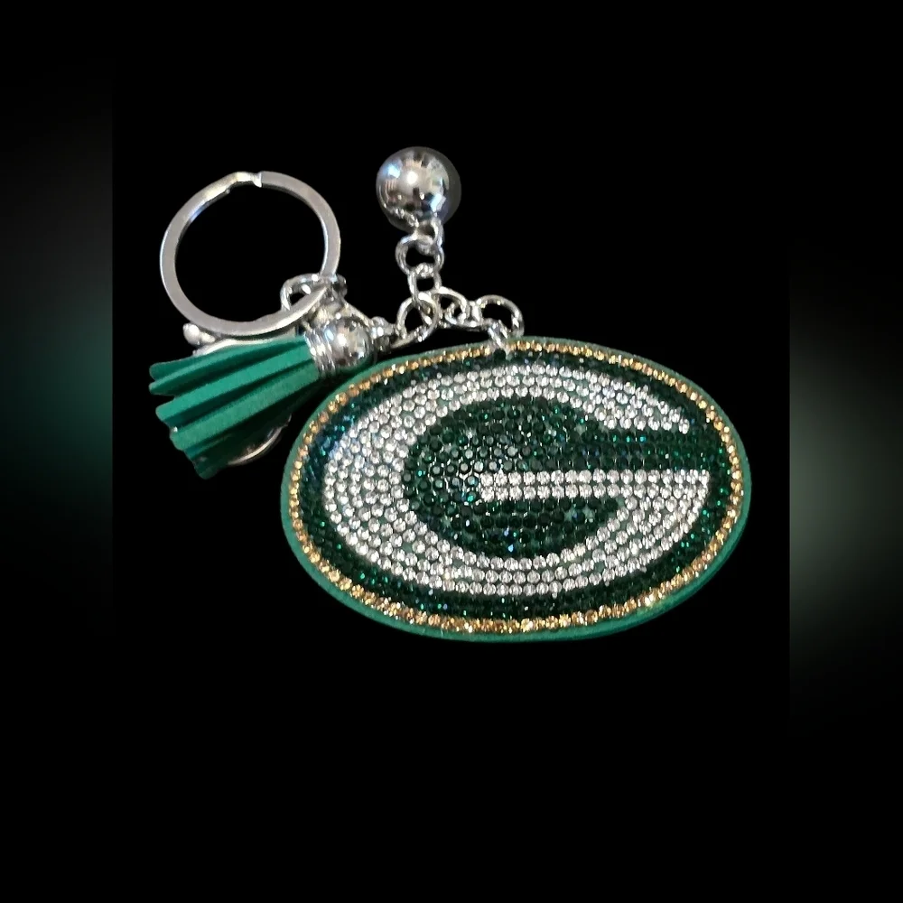 Greenbay Packers Bag Charm Keychain with Tassel